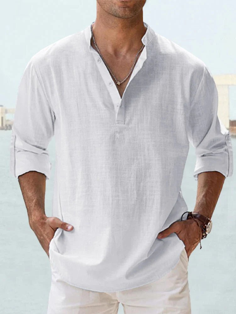 Victor™ – Henley Neck Pustende Langermet Skjorte