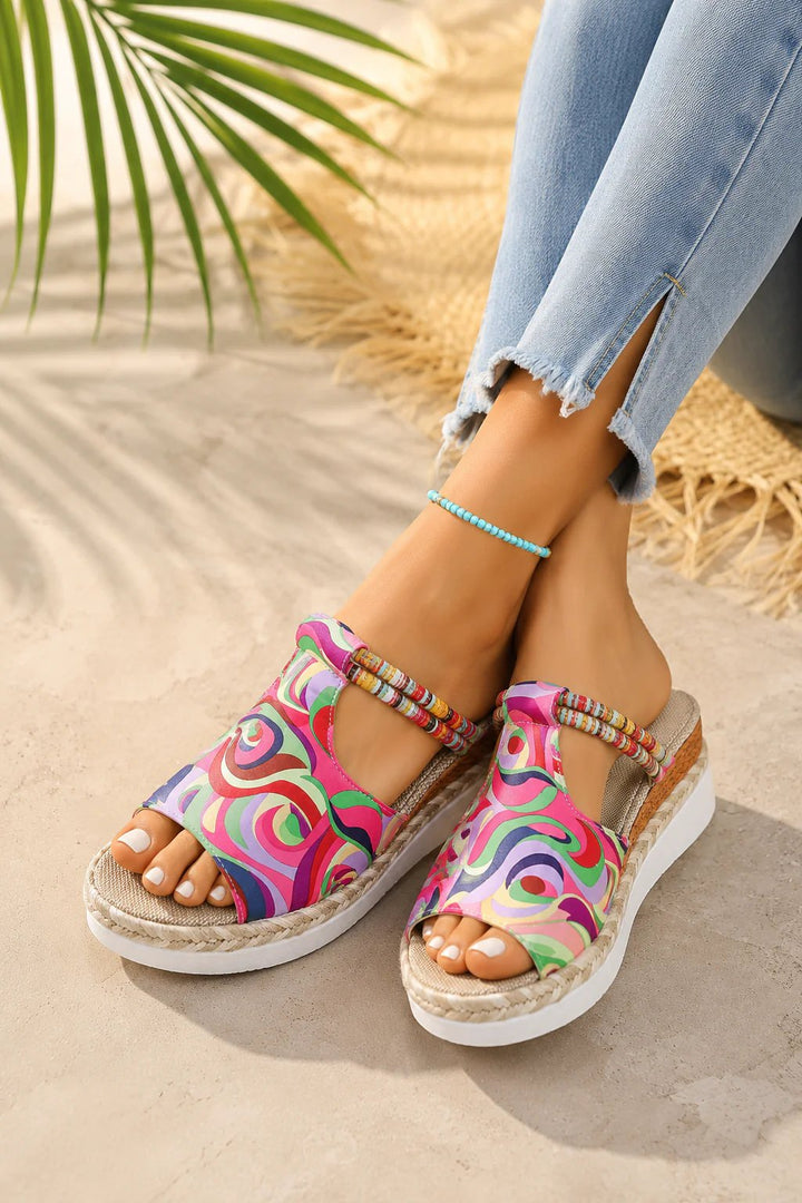 Lina™ – Boho Print Platå Sko med Vedge