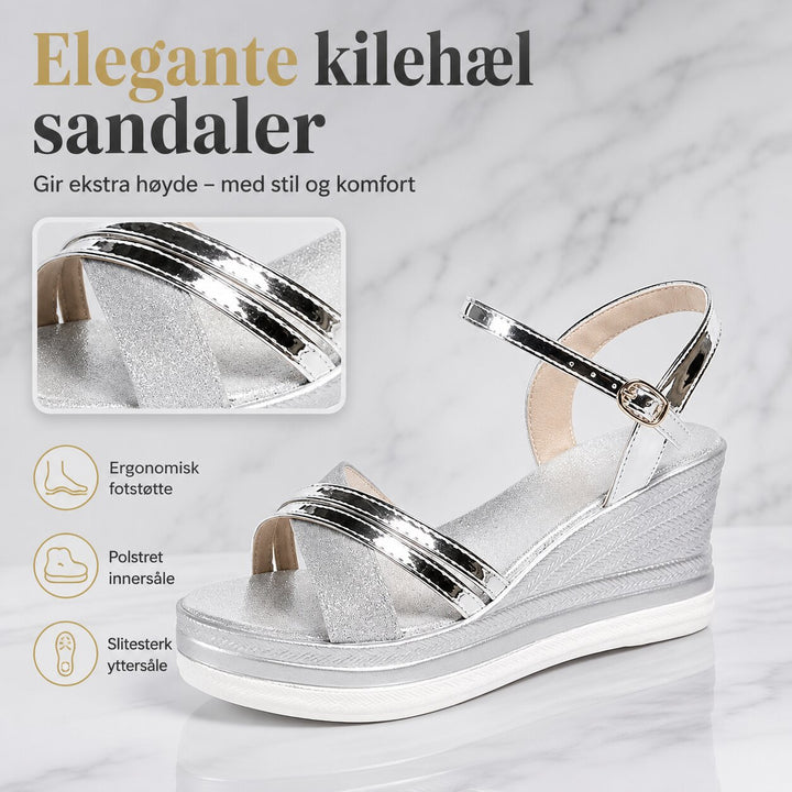 Kira™ – Skinnende Stropp Wedge Sandaler
