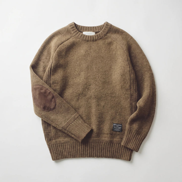 Lucas™ – Ribbete Crewneck Genser med Albuelapper