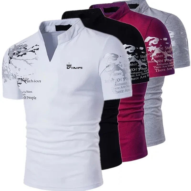 Markus™ – | Dristig grafisk trykk V-hals polo skjorte
