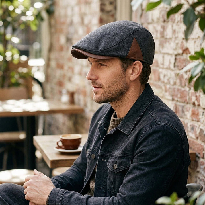 Johan™ – Strukturert Panel Flat Cap med Kontrasterende Detaljer