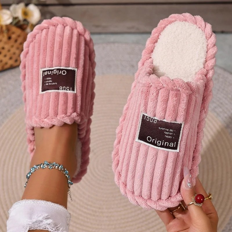 Elva™ – Ribbete Plysj Polstrede Slip-On Tøfler