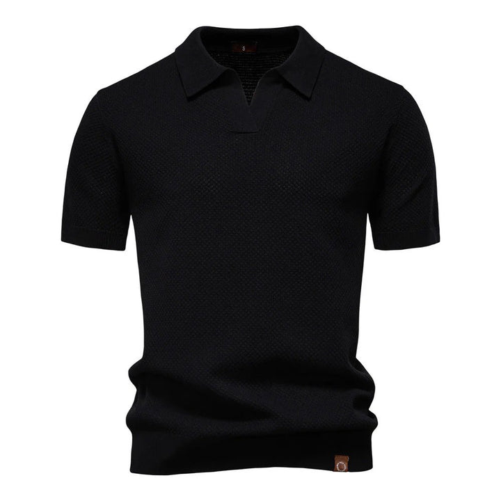 Liam™ – Strukturert Strikket Polo med Åpen Krage