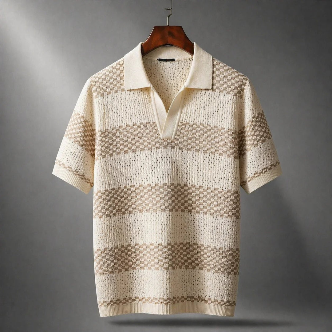 Leo™ – Åpen Krage Teksturert Strikke Polo Shirt