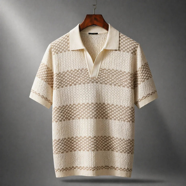 Leo™ – Åpen Krage Teksturert Strikke Polo Shirt