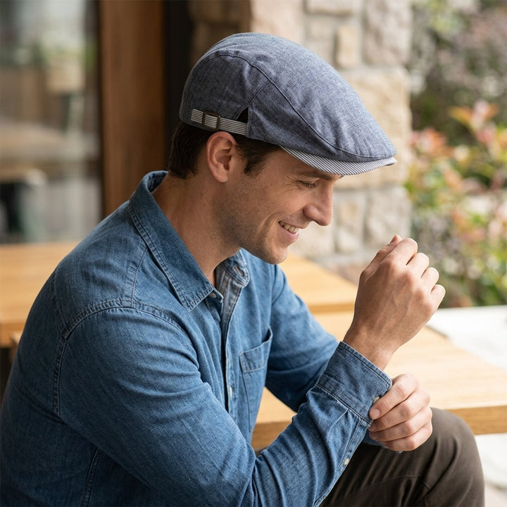 Endre™ – Justerbar Flat Cap med Stripet Skjermdetalj