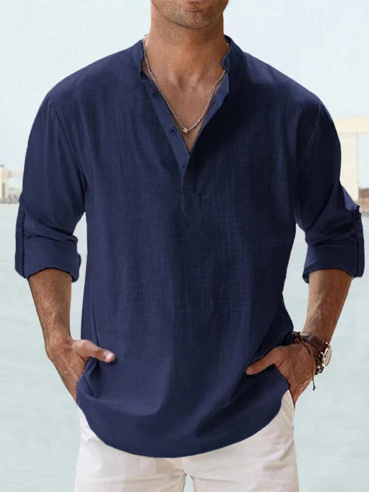 Victor™ – Henley Neck Pustende Langermet Skjorte