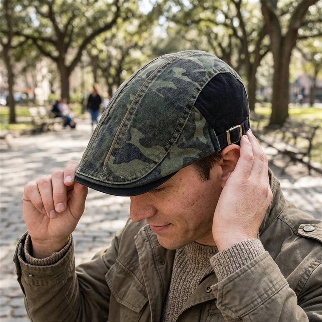 Finn™ – Justerbar Flat Cap med Messingspenne