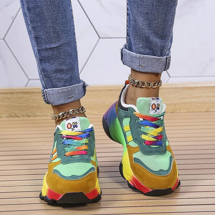 Charlotte™ – Regnbue Snøring Plattform Sneakers