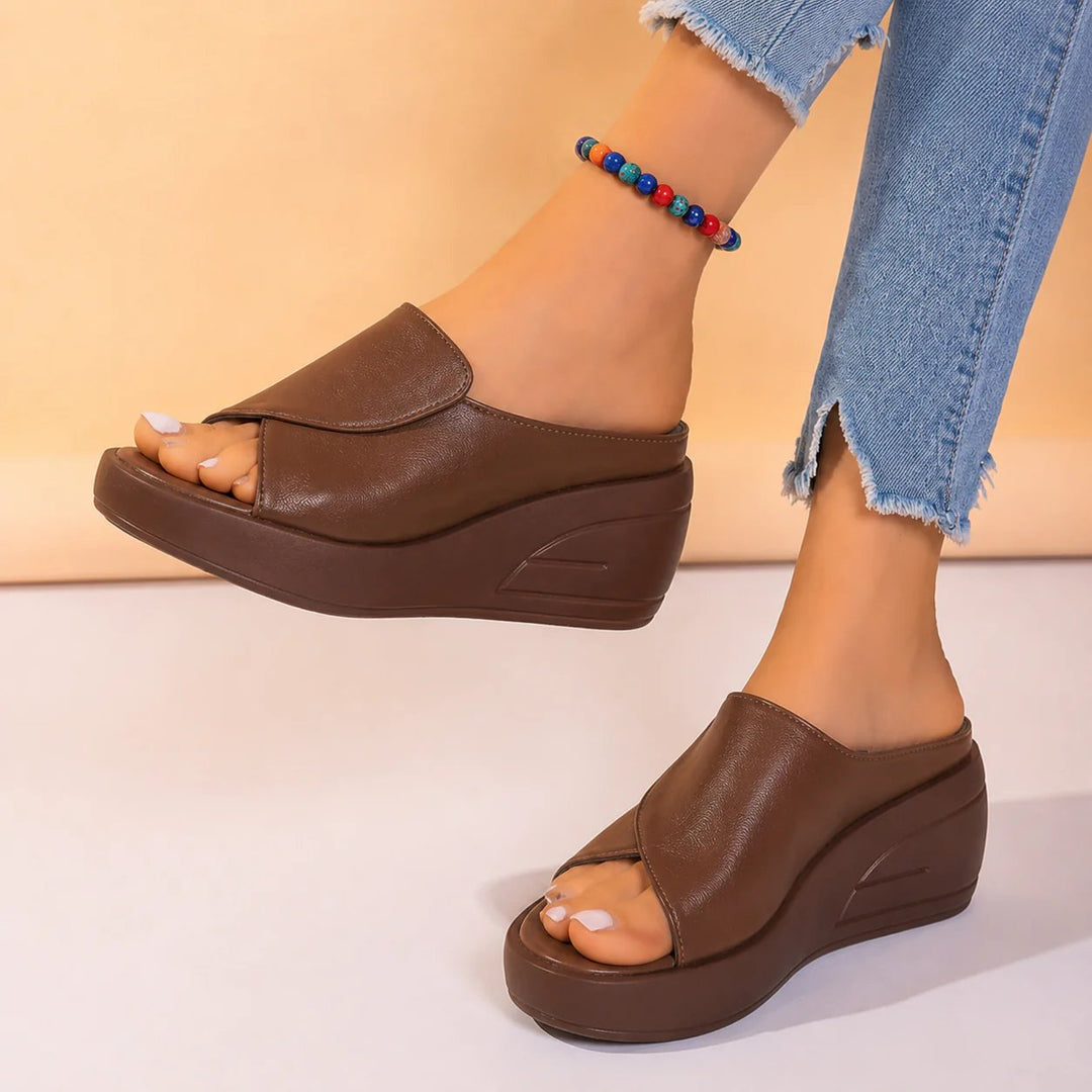 Mette™ – | Ortopediske Peep Toe Wedge Sandaler
