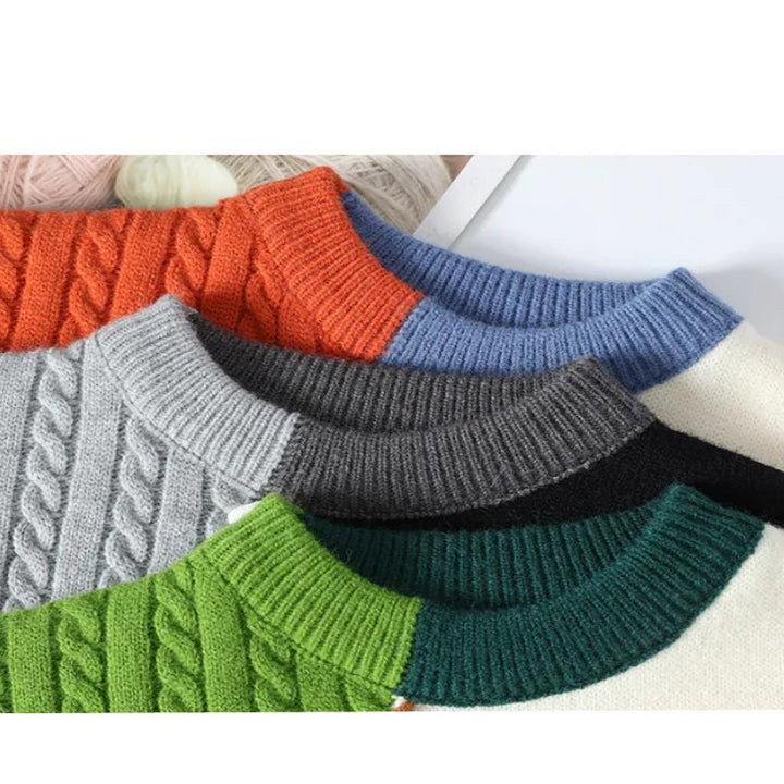 Aksel™ – Fargeblokk Kabelstrikk Crewneck Genser