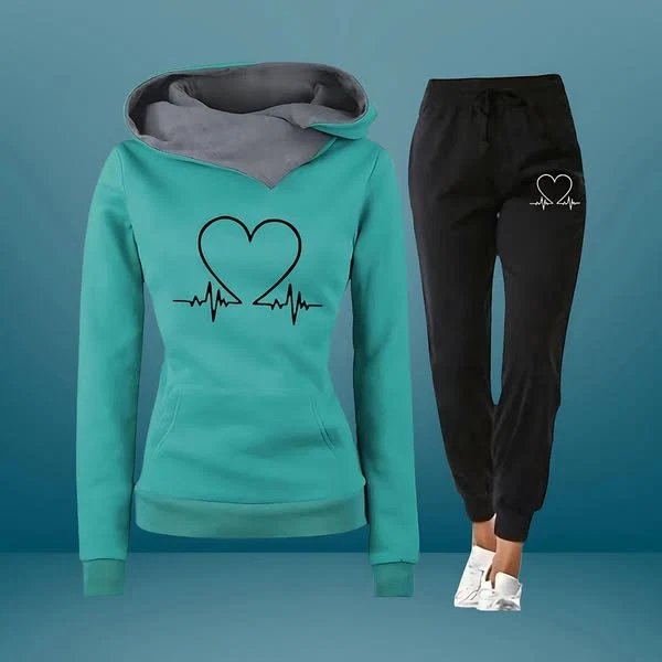 HeartBeat™ – Hettegenser med hjerteprint og loungewear-sett