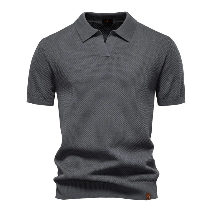 Hugo™ – | Strukturert Strikket Polo med Åpen Krage