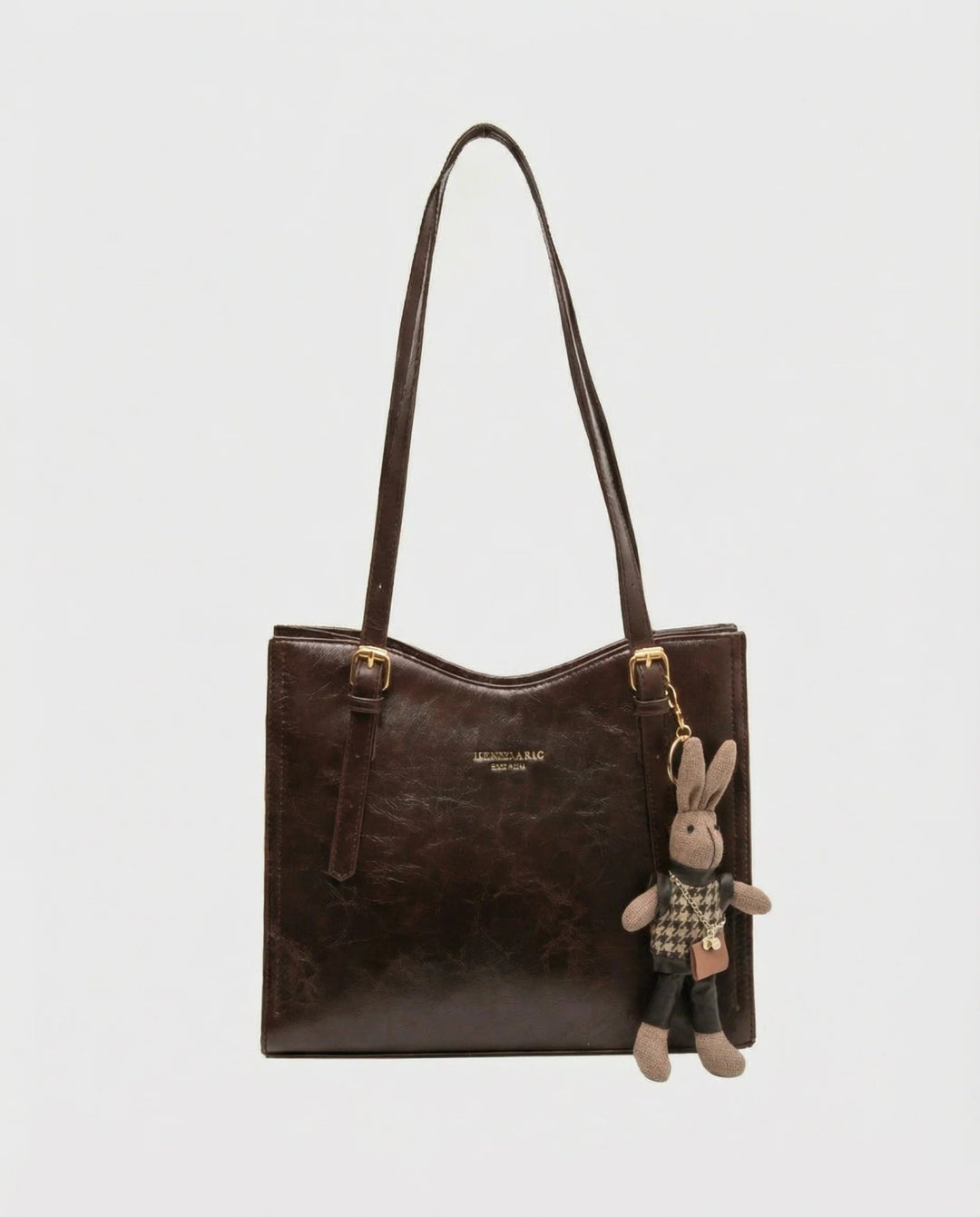 Karoline™ – Strukturert vegan skinn totebag med charm