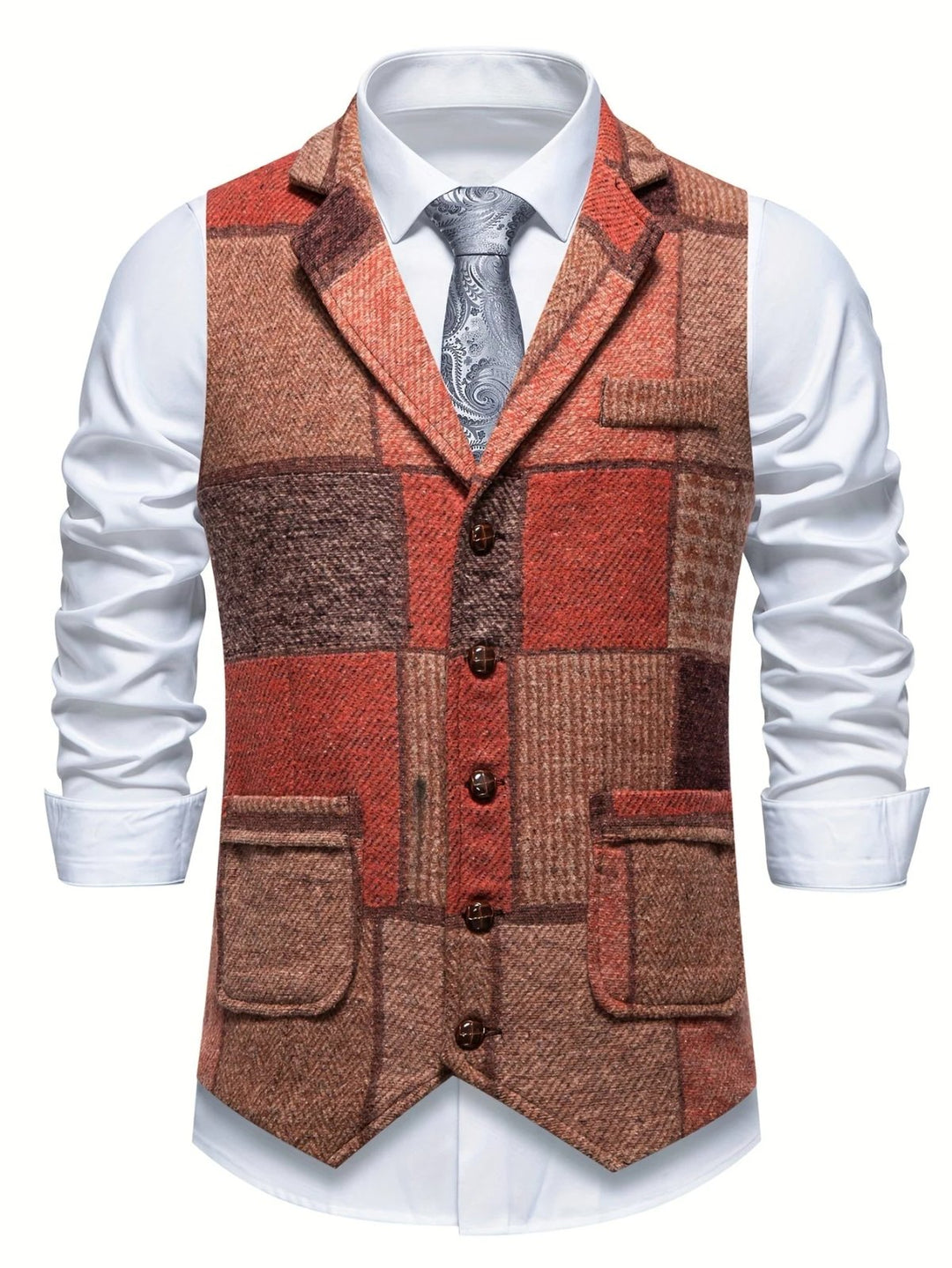 Andreas™ – Småknapp-Front Lappeteppe Quiltet Vest