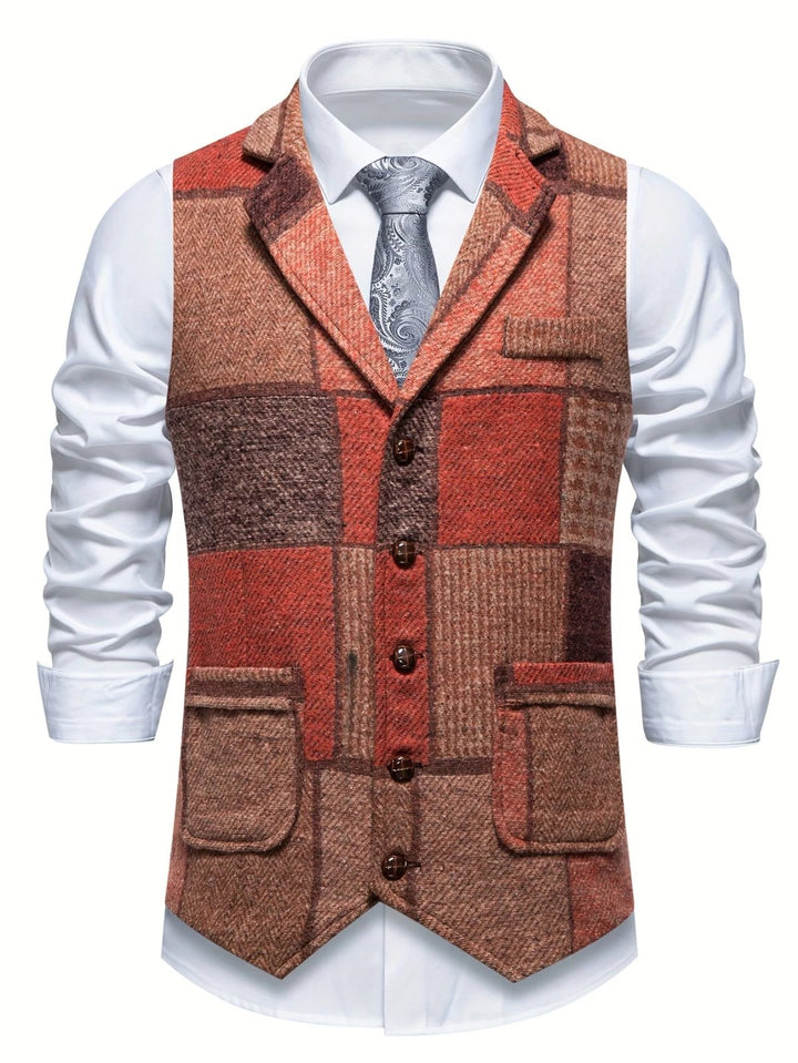 Andreas™ – Småknapp-Front Lappeteppe Quiltet Vest