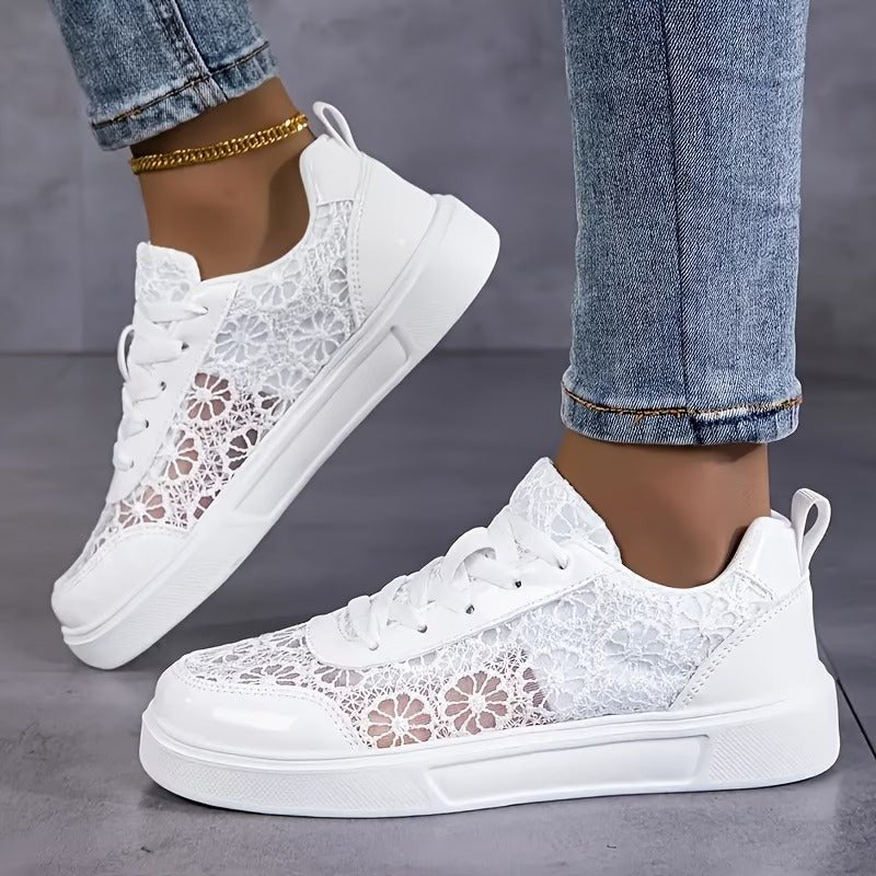 Flora™ – Blomstrete Spise Lisse Opp Plattform Sneakers