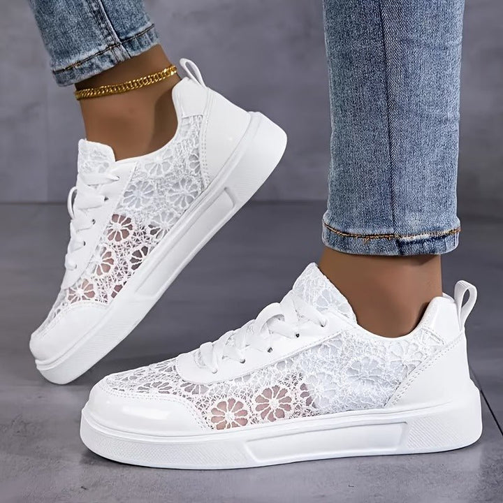 Flora™ – Blomstrete Spise Lisse Opp Plattform Sneakers