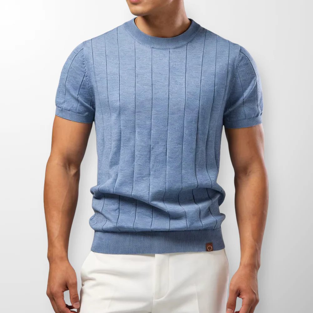 Rafael™ – Ribbete Rundhalset Kortermet Genser Tee