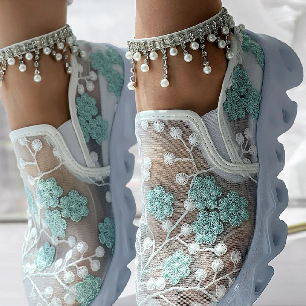 Gina™ – Plattformsneakers med paljettbelagte mesh-detaljer
