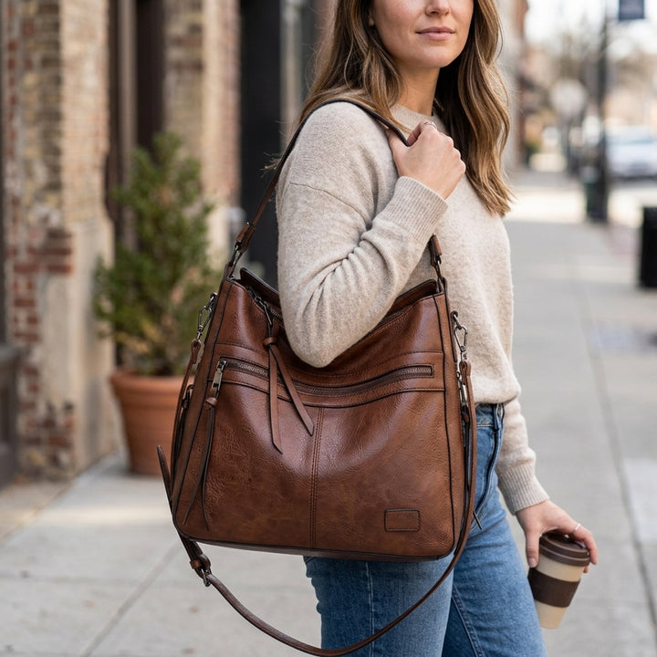 Grethe™ – Multi Glidelås Lomme Crossbody Skulderveske