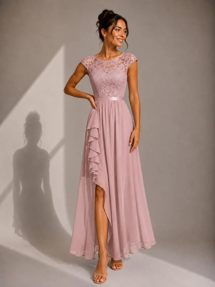 Kiana™ – Lace Bodice Asymmetrical High Low Maxi Dress