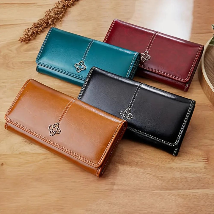 Victoria™ – Ekte skinn tri-fold lommebok med dekorativt hardware