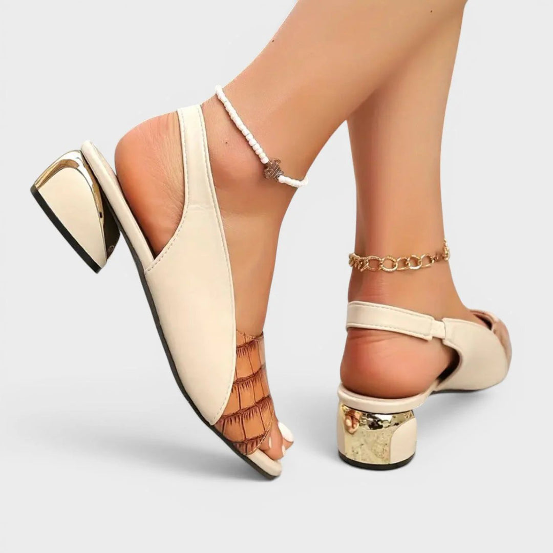 Beatrice™ – Blokkhæl Slingback Peep Toe Sandaler