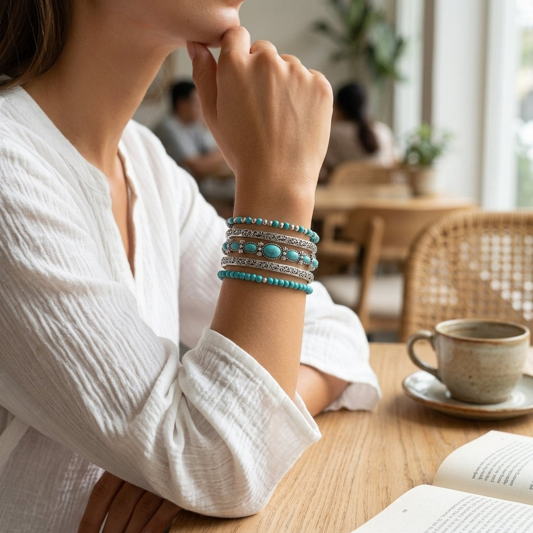 Trine™ –  Boho Perle Stabelt Armbåndsett