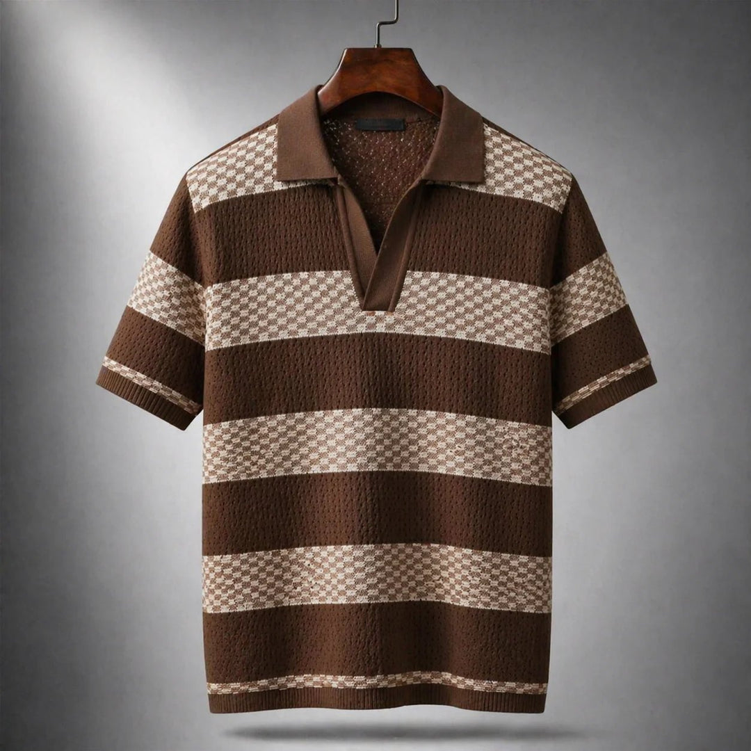 Leo™ – Åpen Krage Teksturert Strikke Polo Shirt