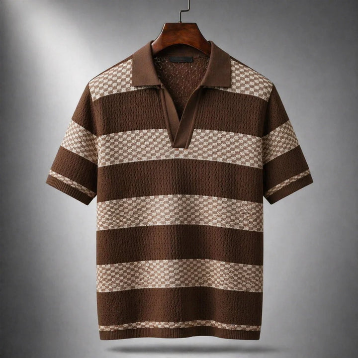 Leo™ – Åpen Krage Teksturert Strikke Polo Shirt
