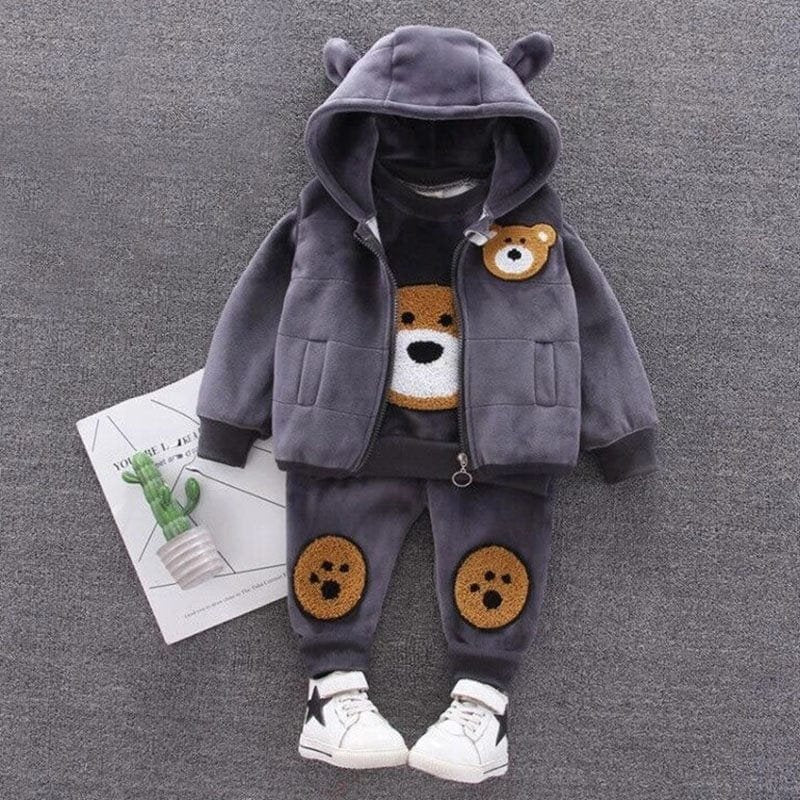 TinyTeddy™ – Koselig Bjørn Hettevest 3-delt Sett