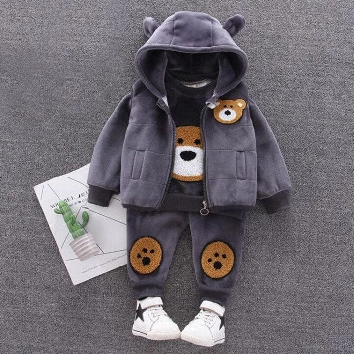 TinyTeddy™ – Koselig Bjørn Hettevest 3-delt Sett