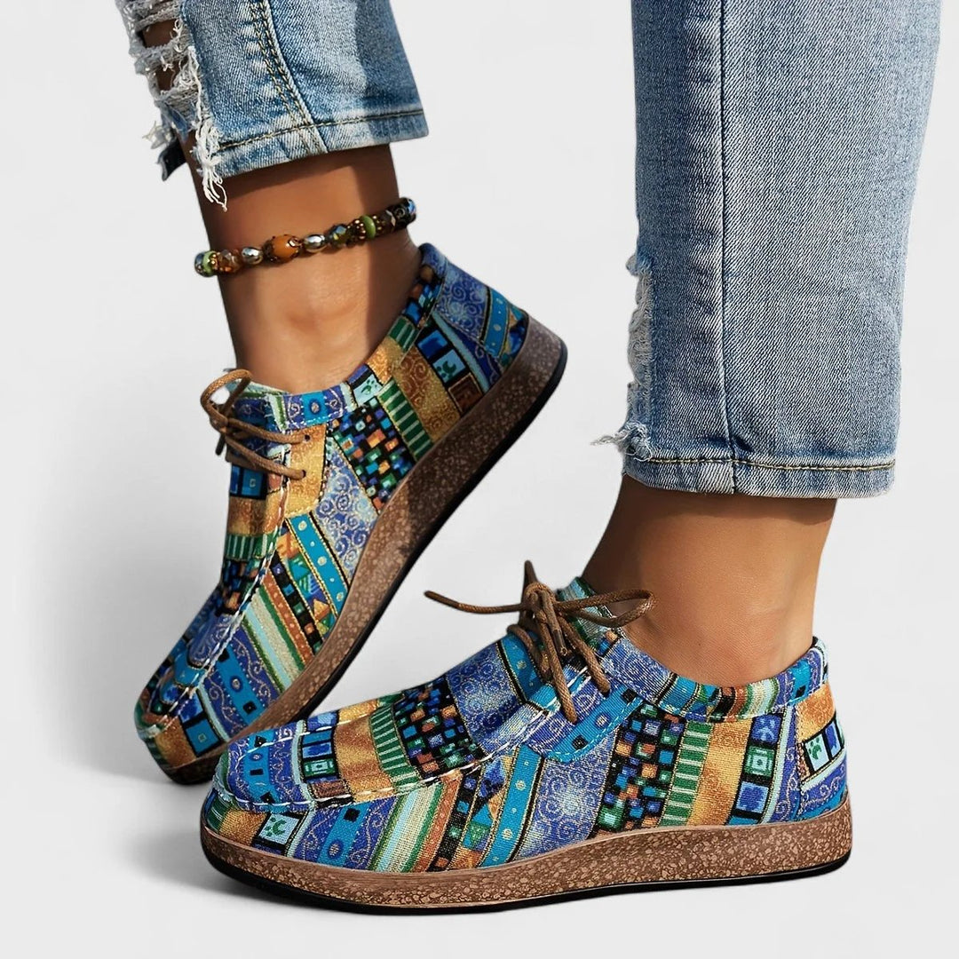 Tonje™ – | Boho Patchwork Snøring Plattform Sneakers