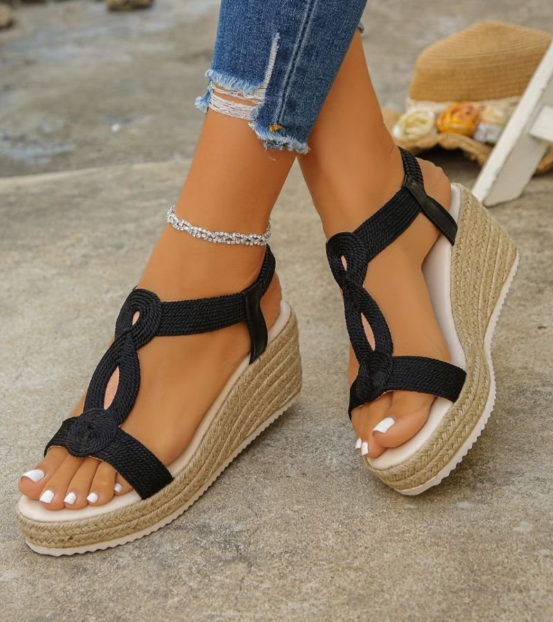 Sofie™ – Flettet Stropp Wedge Sandaler