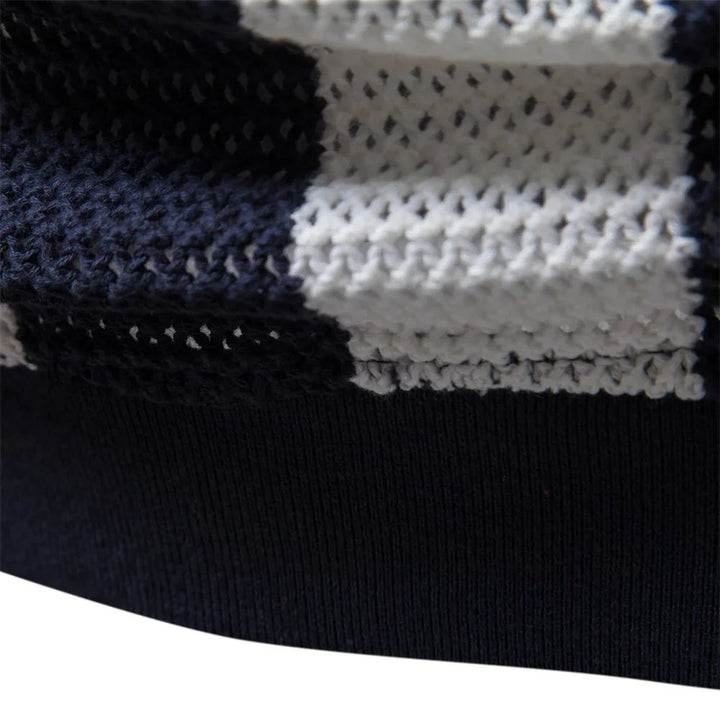 Marius™ – Stripete Strikket Poloskjorte med Korte Ermer