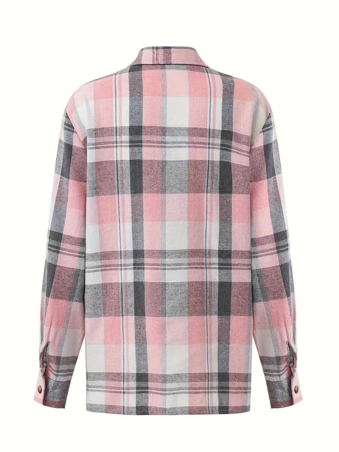 Karoline™ – Oversized rutete skjorte med knapper foran