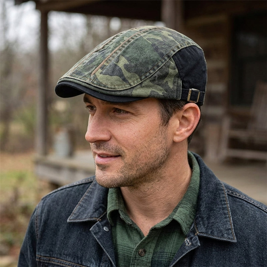 Finn™ – Justerbar Flat Cap med Messingspenne