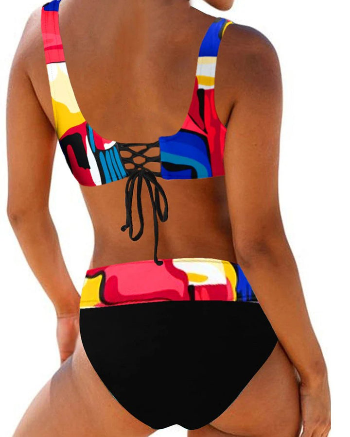 Rosa™ – Fargerik Twist-Front Bikini Sett