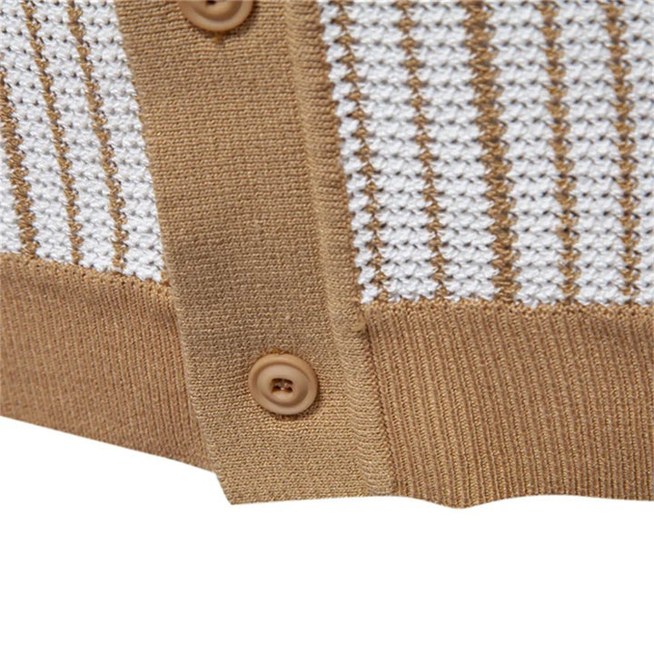 Elias™ – | Stripete Strikket Knapp-Front Polo Skjorte