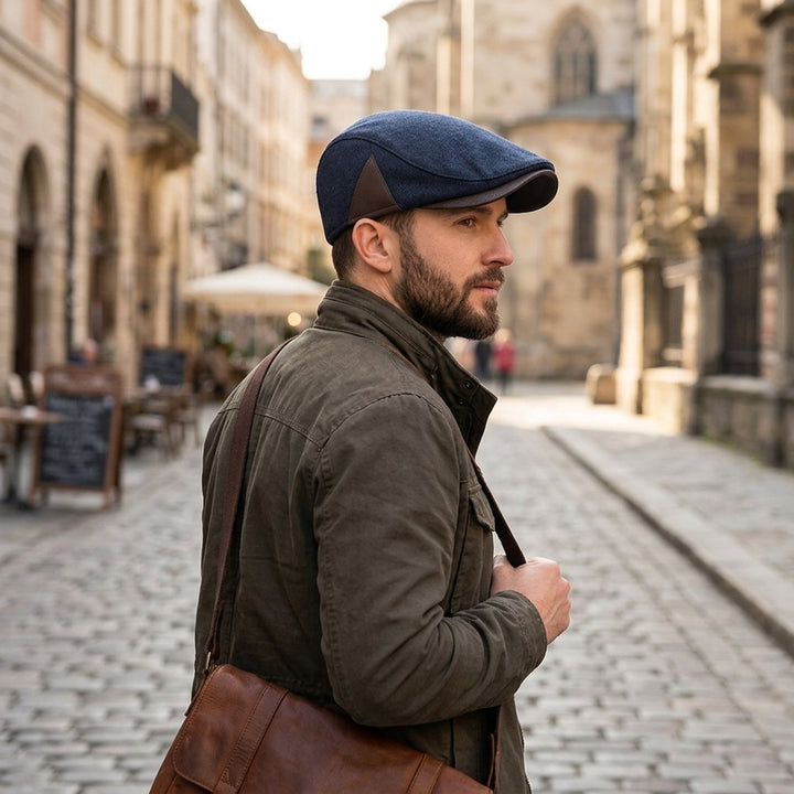Johan™ – Strukturert Panel Flat Cap med Kontrasterende Detaljer