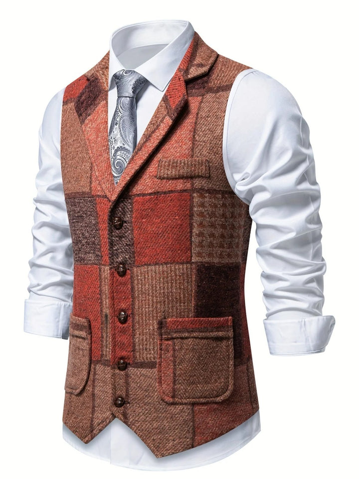 Andreas™ – Småknapp-Front Lappeteppe Quiltet Vest