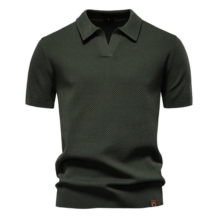 Liam™ – Strukturert Strikket Polo med Åpen Krage