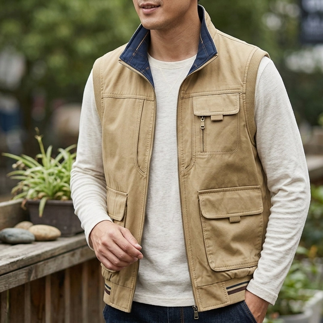 Outland™ – Multifunksjonell Cargo Vest med Glidelås og Lommer