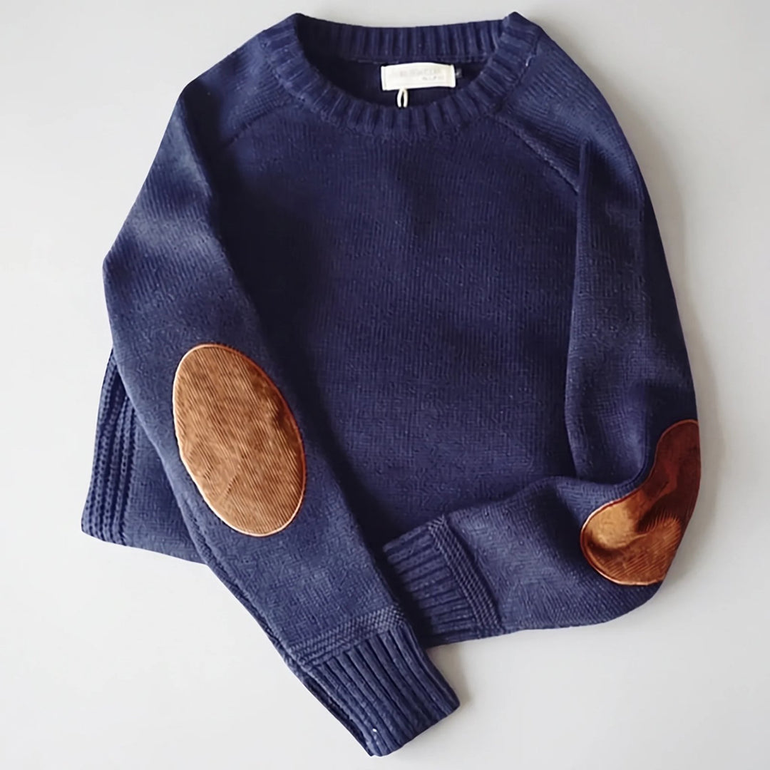 Lucas™ – Ribbete Crewneck Genser med Albuelapper