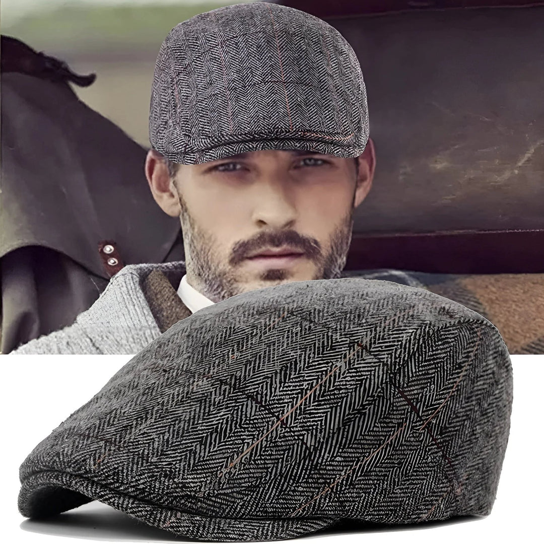 Mikkel™ – Strukturert herringbone flat cap med justerbar stropp