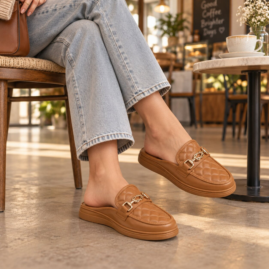 Laila™ – Vatterte Kjede Pute Loafers Mules