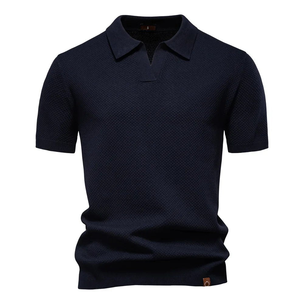 Hugo™ – | Strukturert Strikket Polo med Åpen Krage