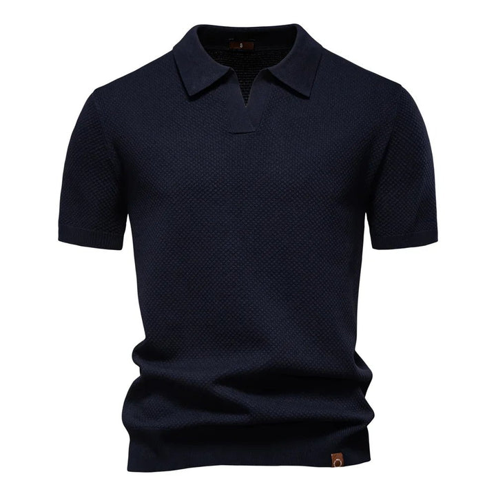 Hugo™ – | Strukturert Strikket Polo med Åpen Krage